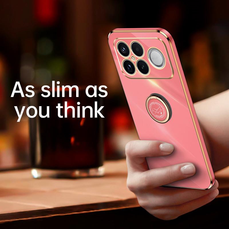 For Redmi K90 Pro Max / Poco F8 Ultra XINLI Straight Edge 6D Electroplate TPU Phone Case with Ring Holder(Pink)