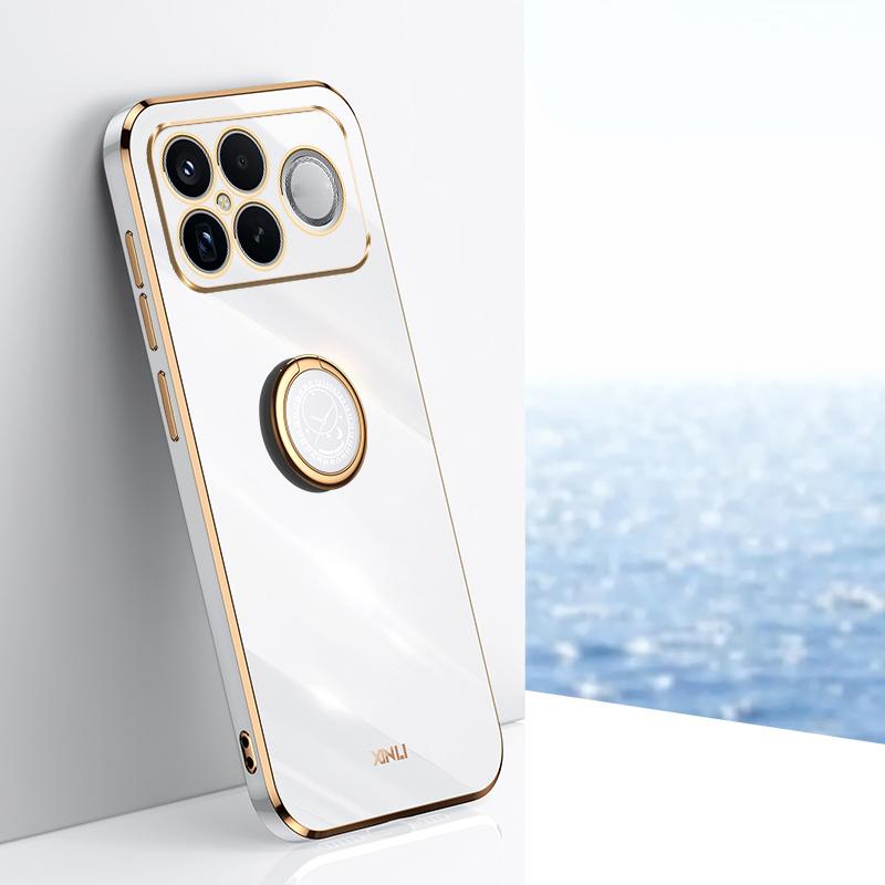 For Redmi K90 Pro Max / Poco F8 Ultra XINLI Straight Edge 6D Electroplate TPU Phone Case with Ring Holder(White)