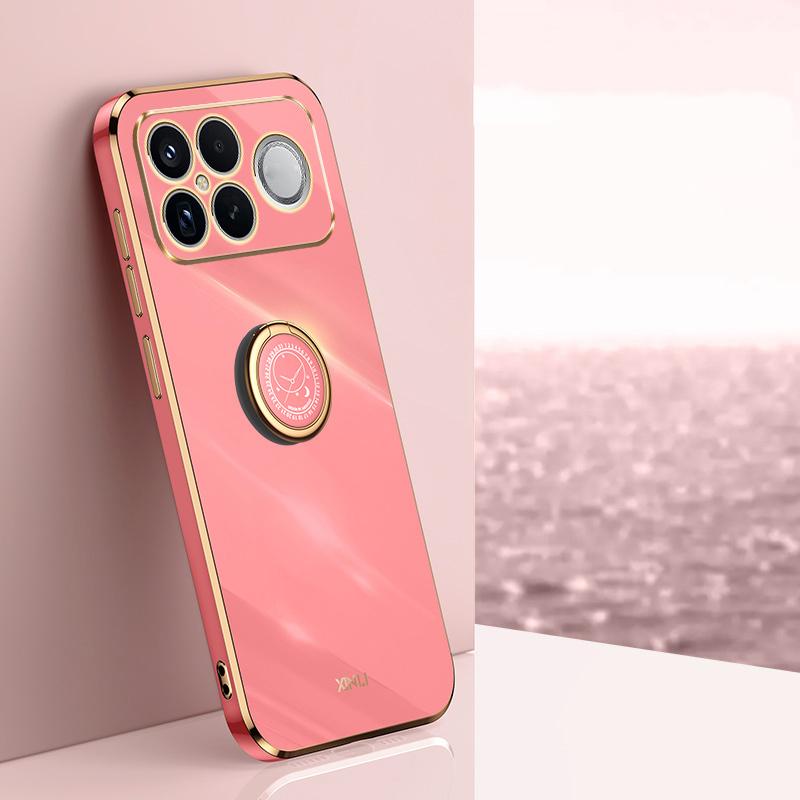 For Redmi K90 Pro Max / Poco F8 Ultra XINLI Straight Edge 6D Electroplate TPU Phone Case with Ring Holder(Hawthorn Red)