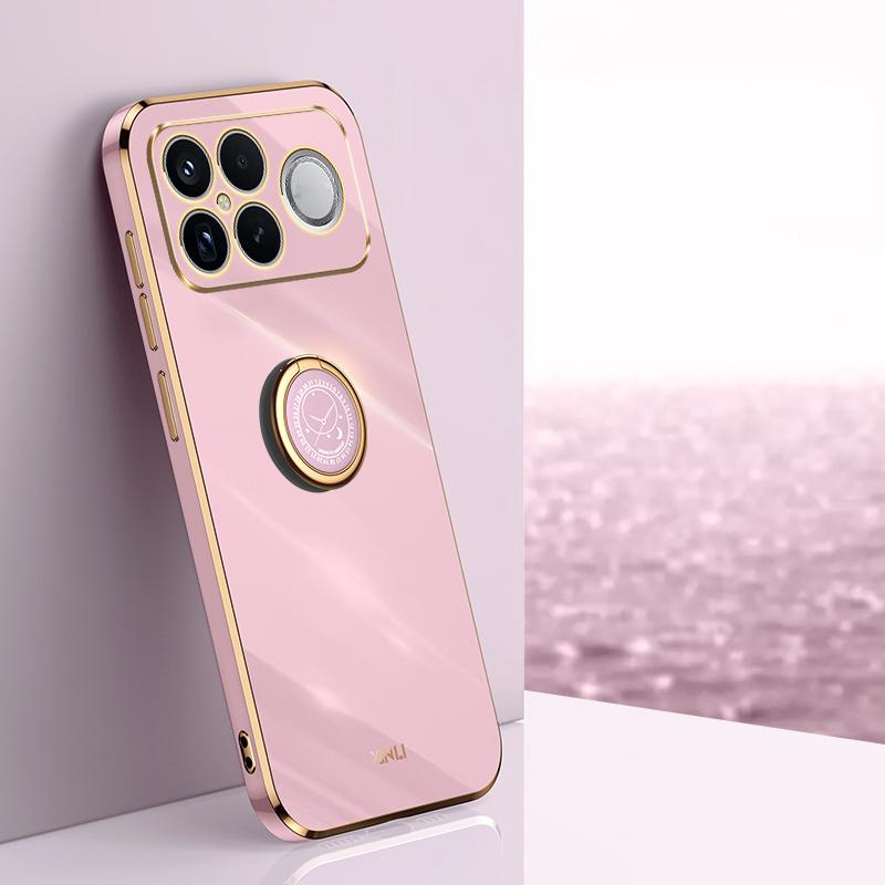 For Redmi K90 Pro Max / Poco F8 Ultra XINLI Straight Edge 6D Electroplate TPU Phone Case with Ring Holder(Cherry Purple)