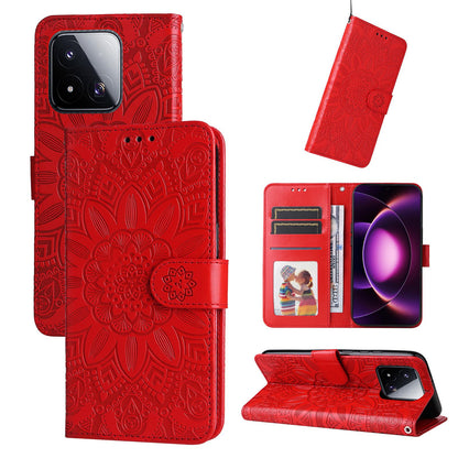 For Xiaomi 17 Max 5G Embossed Sunflower Leather Phone Case - Red - EDA006682917A