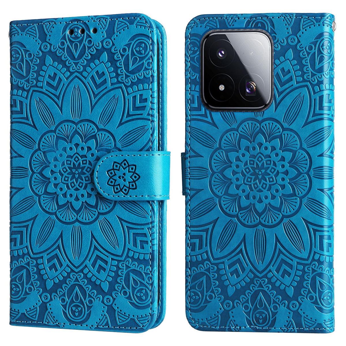 For Xiaomi 17 Max 5G Embossed Sunflower Leather Phone Case - Blue - EDA006682917B
