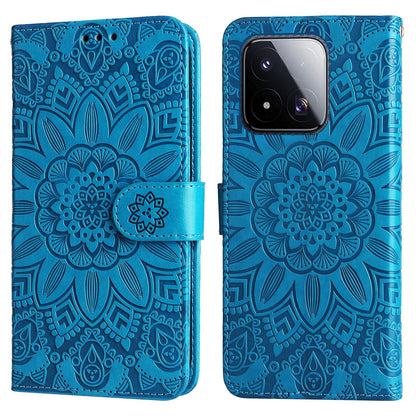 For Xiaomi 17 Max 5G Embossed Sunflower Leather Phone Case - Blue - EDA006682917B