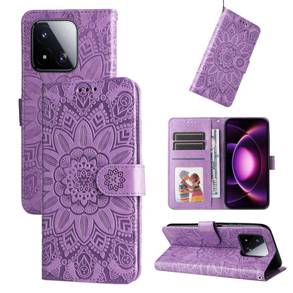 For Xiaomi 17 Max 5G Embossed Sunflower Leather Phone Case - Purple - EDA006682917C