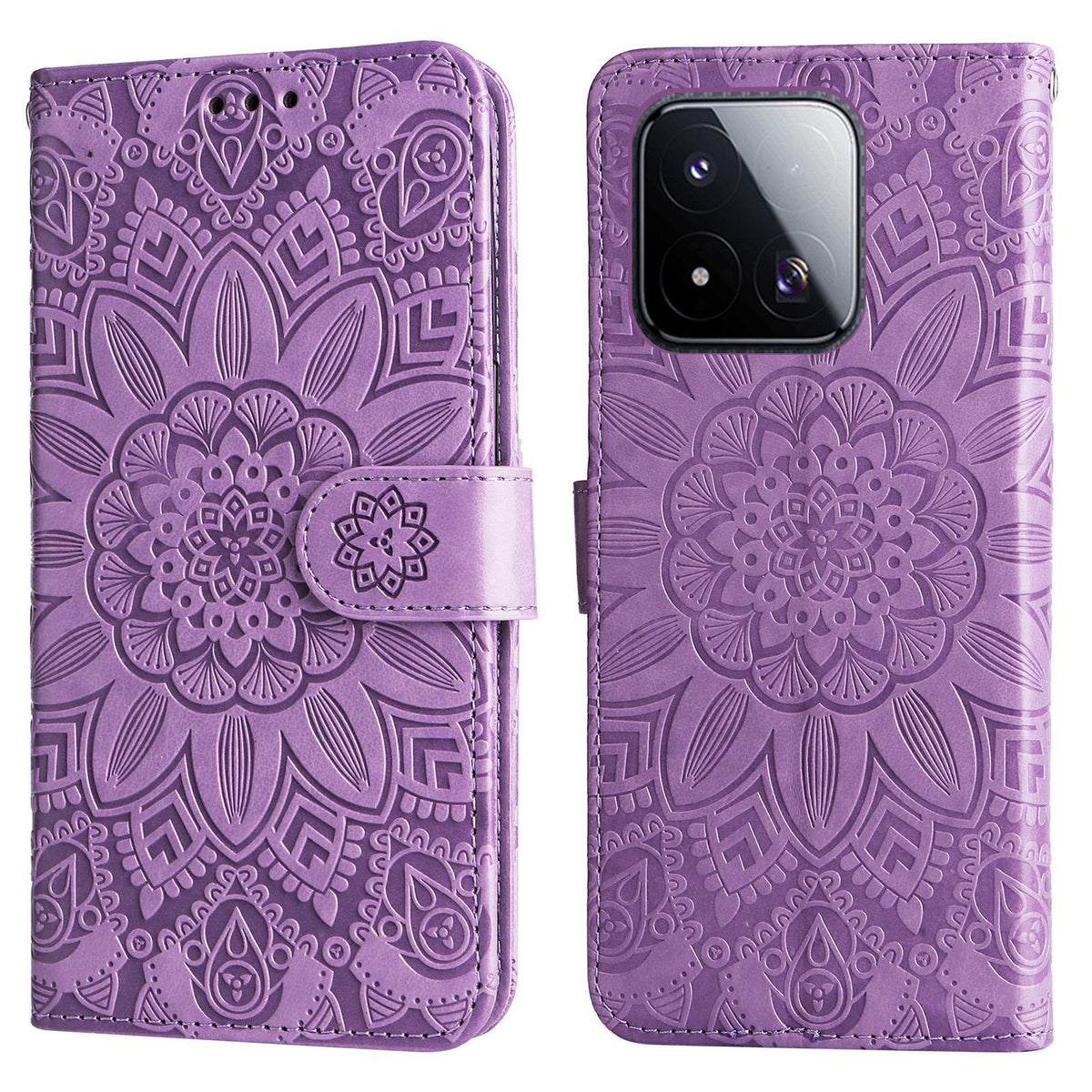 For Xiaomi 17 Max 5G Embossed Sunflower Leather Phone Case - Purple - EDA006682917C