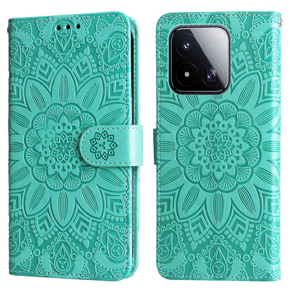 For Xiaomi 17 Max 5G Embossed Sunflower Leather Phone Case - Green - EDA006682917D