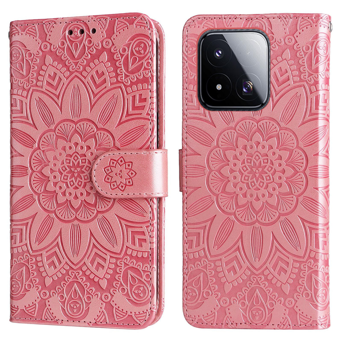 For Xiaomi 17 Max 5G Embossed Sunflower Leather Phone Case - Pink - EDA006682917E