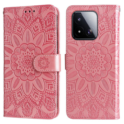 For Xiaomi 17 Max 5G Embossed Sunflower Leather Phone Case - Pink - EDA006682917E