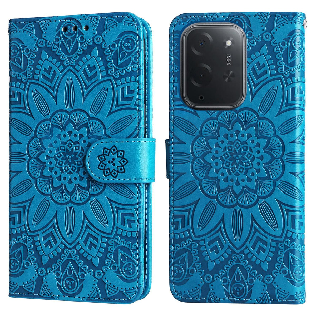 For Xiaomi Poco C95 Pro Embossed Sunflower Leather Phone Case - Blue - EDA006682918B
