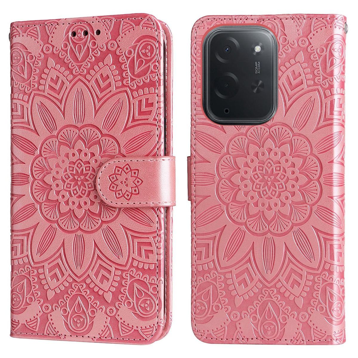 For Xiaomi Poco C95 Pro Embossed Sunflower Leather Phone Case - Pink - EDA006682918E