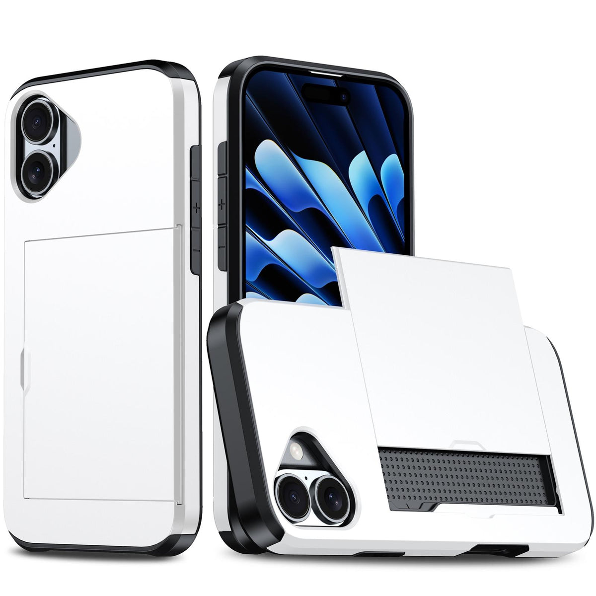 For iPhone 18 Shockproof Armor Phone Case with Card Slot - White - EDA006701810A