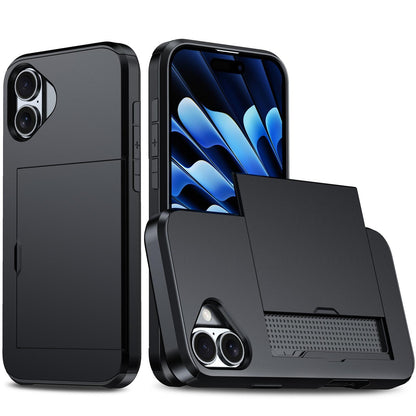 For iPhone 18 Shockproof Armor Phone Case with Card Slot - Black - EDA006701810C