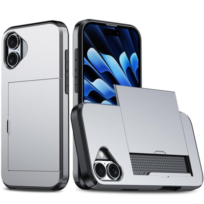 For iPhone 18 Shockproof Armor Phone Case with Card Slot - Grey - EDA006701810E