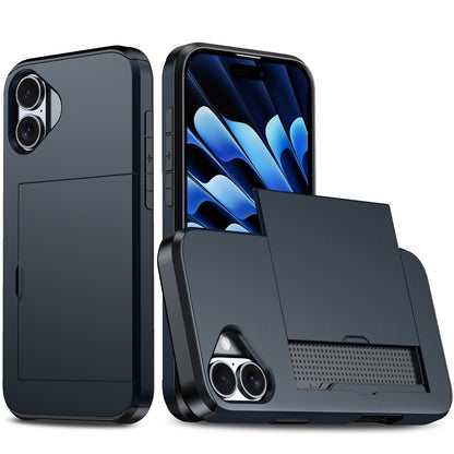 For iPhone 18 Shockproof Armor Phone Case with Card Slot - Blue - EDA006701810G