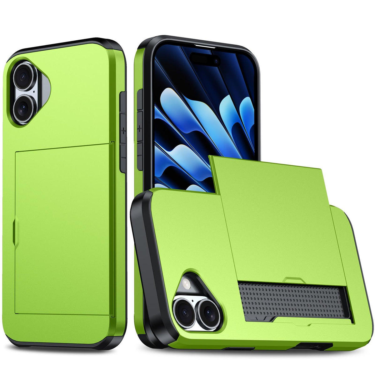 For iPhone 18 Shockproof Armor Phone Case with Card Slot - Green - EDA006701810H