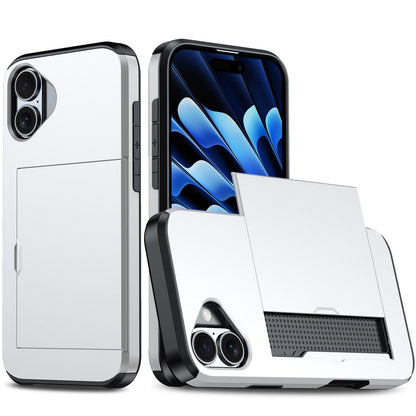 For iPhone 18 Shockproof Armor Phone Case with Card Slot - Silver - EDA006701810K
