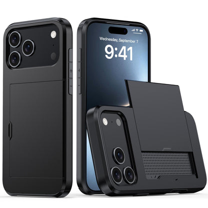 For iPhone 18 Pro Shockproof Armor Phone Case with Card Slot - Black - EDA006701811C