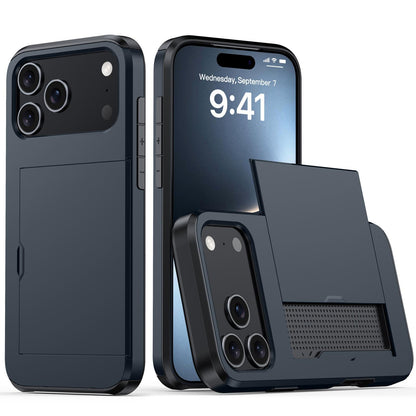 For iPhone 18 Pro Shockproof Armor Phone Case with Card Slot - Blue - EDA006701811G