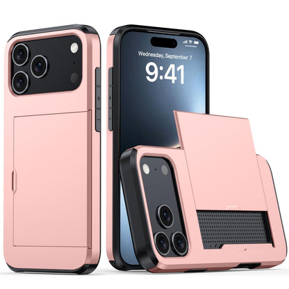 For iPhone 18 Pro Max Shockproof Armor Phone Case with Card Slot - Rose Gold - EDA006701812B