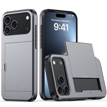 For iPhone 18 Pro Max Shockproof Armor Phone Case with Card Slot - Grey - EDA006701812E