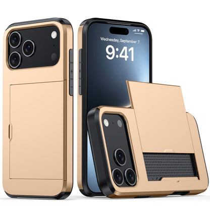 For iPhone 18 Pro Max Shockproof Armor Phone Case with Card Slot - Gold - EDA006701812F