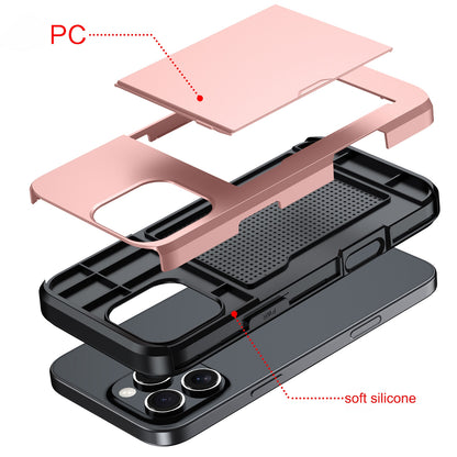 For iPhone 18 Pro Max Shockproof Armor Phone Case with Card Slot - Red - EDA006701812D