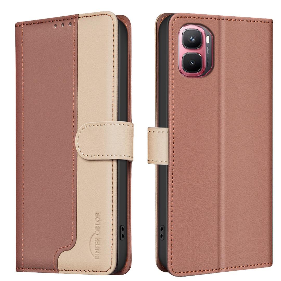 For Infinix GT 50 Pro 5G Color Matching RFID Anti-theft Leather Phone Case - Brown - EDA006703614B