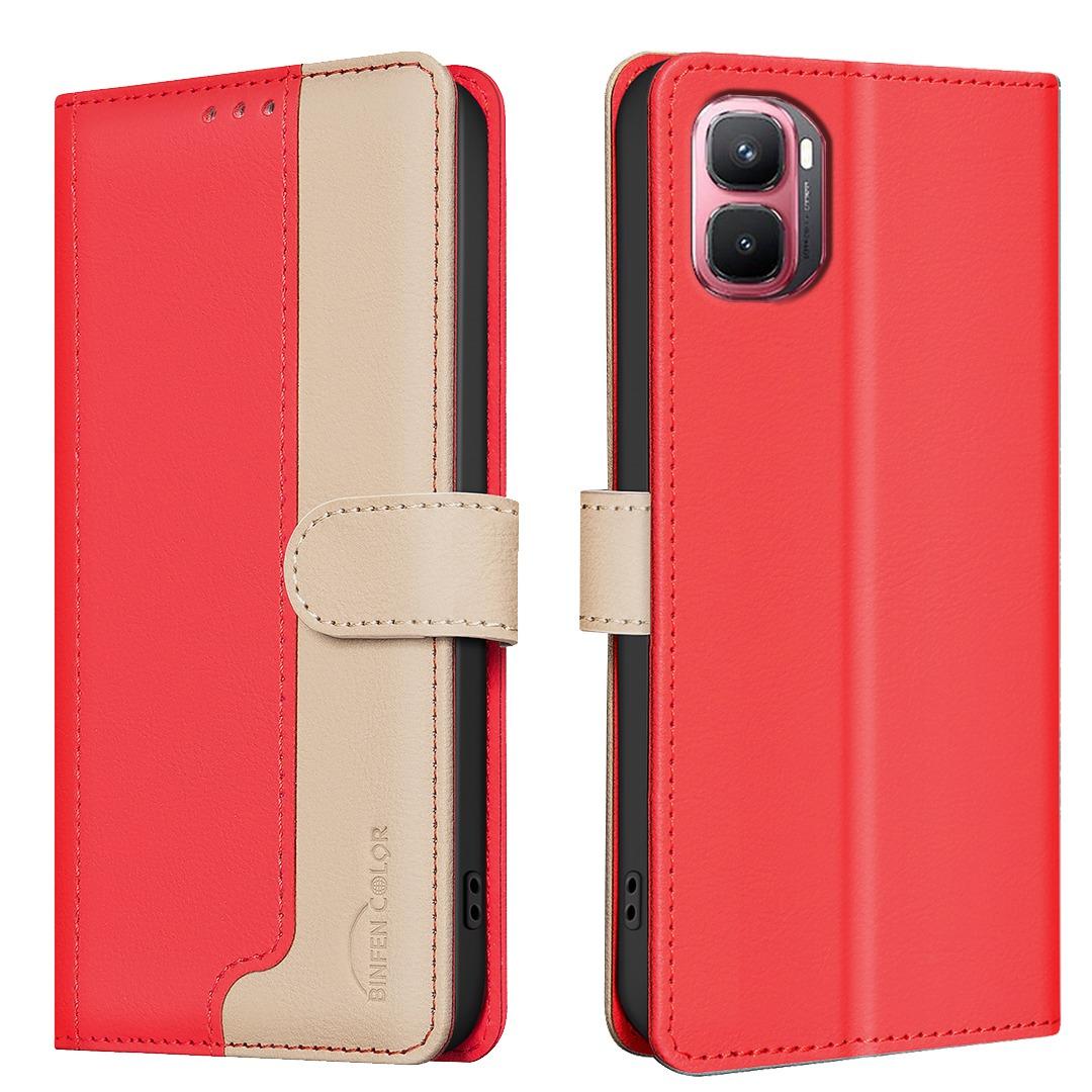 For Infinix GT 50 Pro 5G Color Matching RFID Anti-theft Leather Phone Case - Red - EDA006703614D