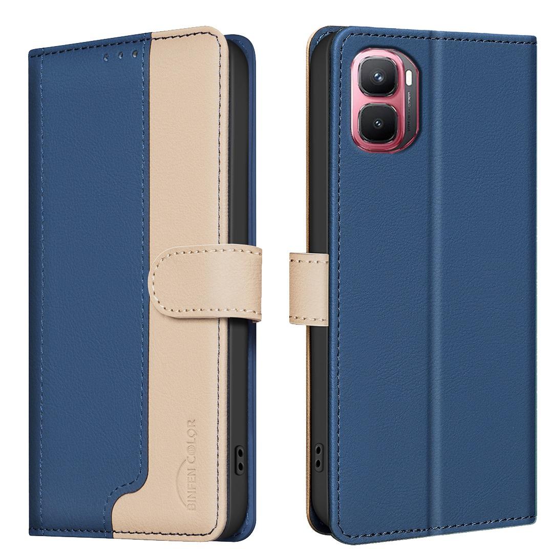 For Infinix GT 50 Pro 5G Color Matching RFID Anti-theft Leather Phone Case - Blue - EDA006703614E