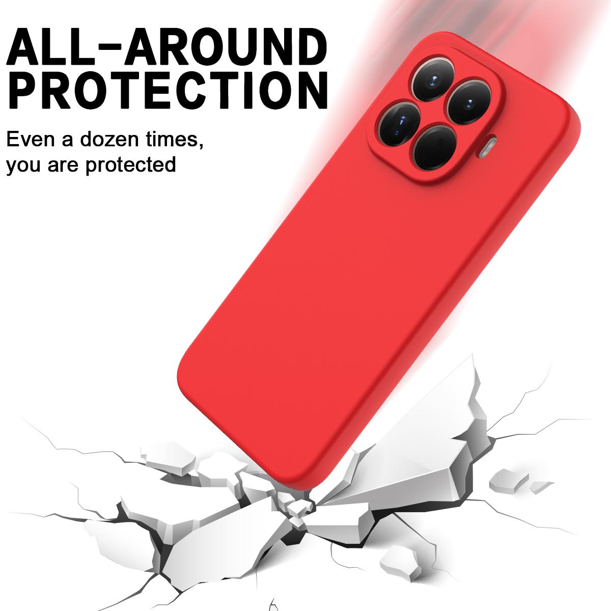 For Xiaomi 17T Pro 5G Solid Color Liquid Silicone Dropproof Full Coverage Phone Case - Red - EDA006707030A