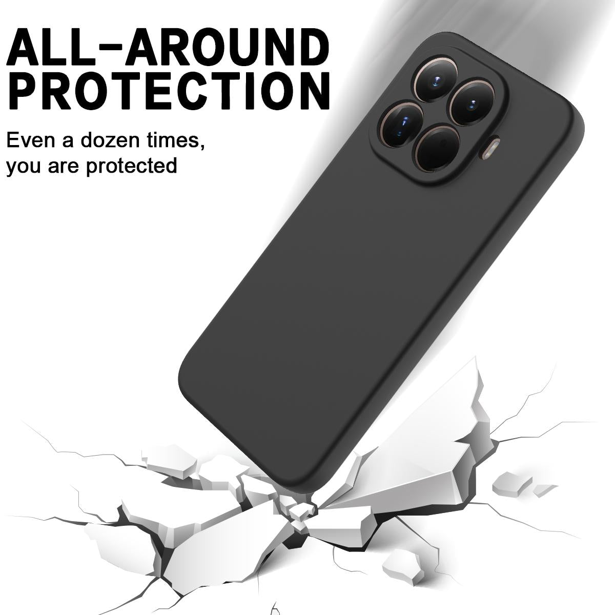 For Xiaomi 17T Pro 5G Solid Color Liquid Silicone Dropproof Full Coverage Phone Case - Black - EDA006707030D