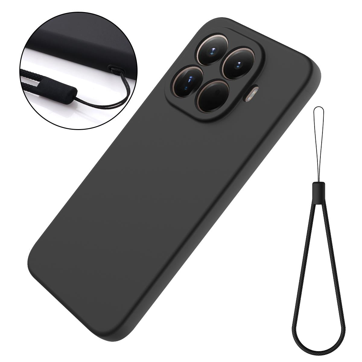 For Xiaomi 17T Pro 5G Solid Color Liquid Silicone Dropproof Full Coverage Phone Case - Black - EDA006707030D