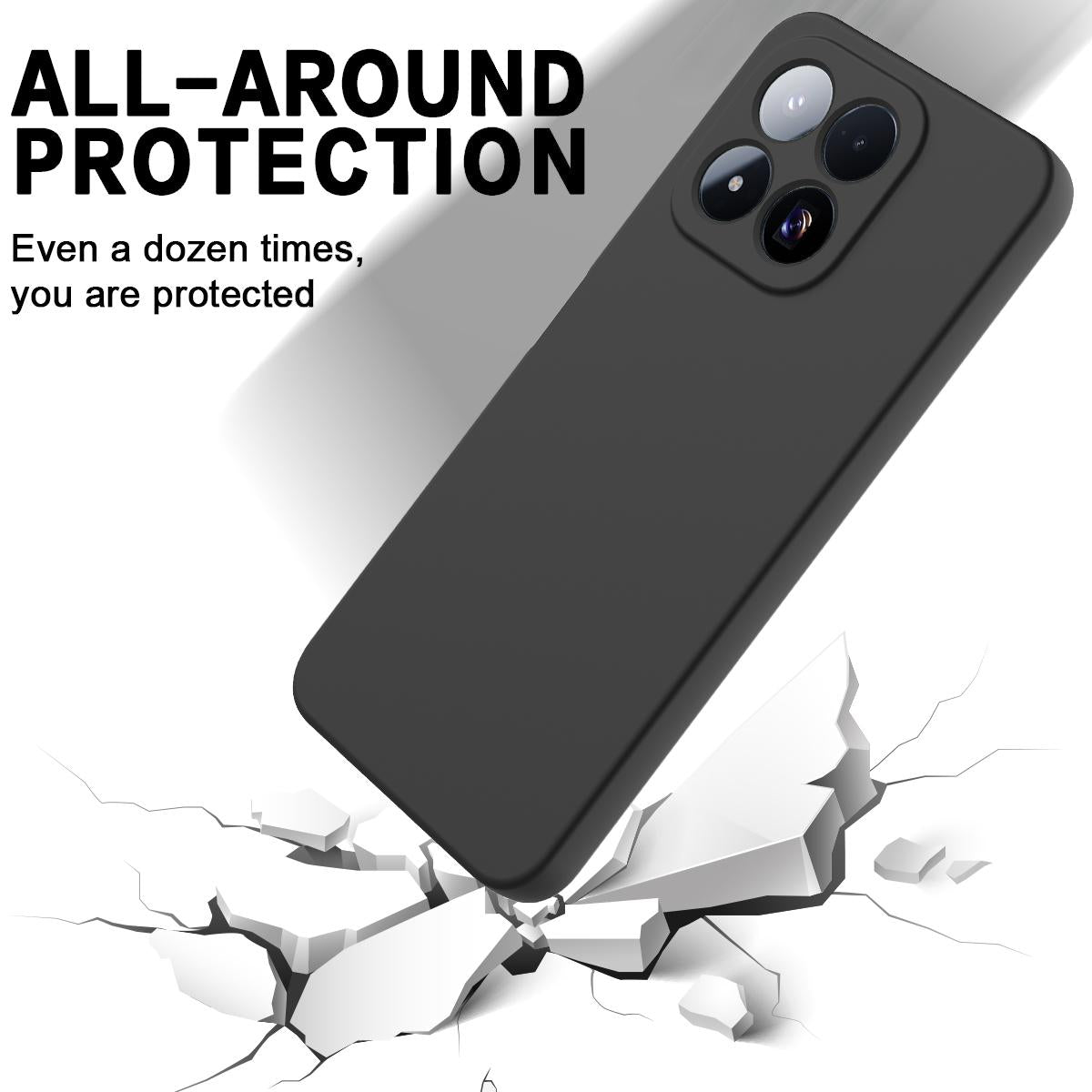 For Xiaomi 17 Max 5G Solid Color Liquid Silicone Dropproof Full Coverage Phone Case - Black - EDA006707032D