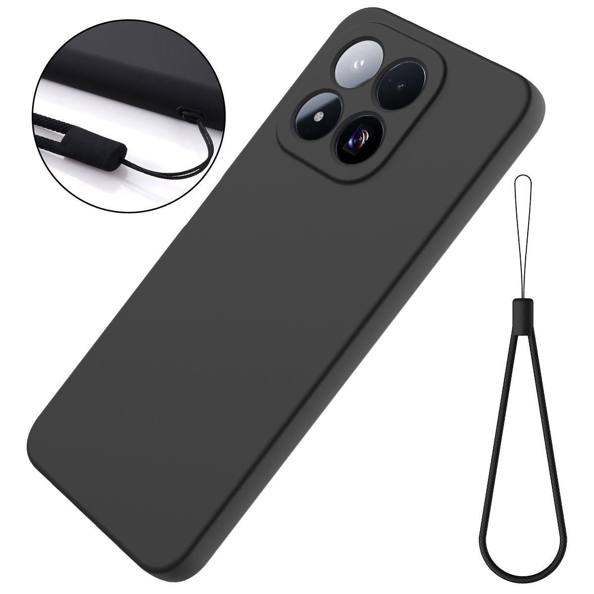 For Xiaomi 17 Max 5G Solid Color Liquid Silicone Dropproof Full Coverage Phone Case - Black - EDA006707032D