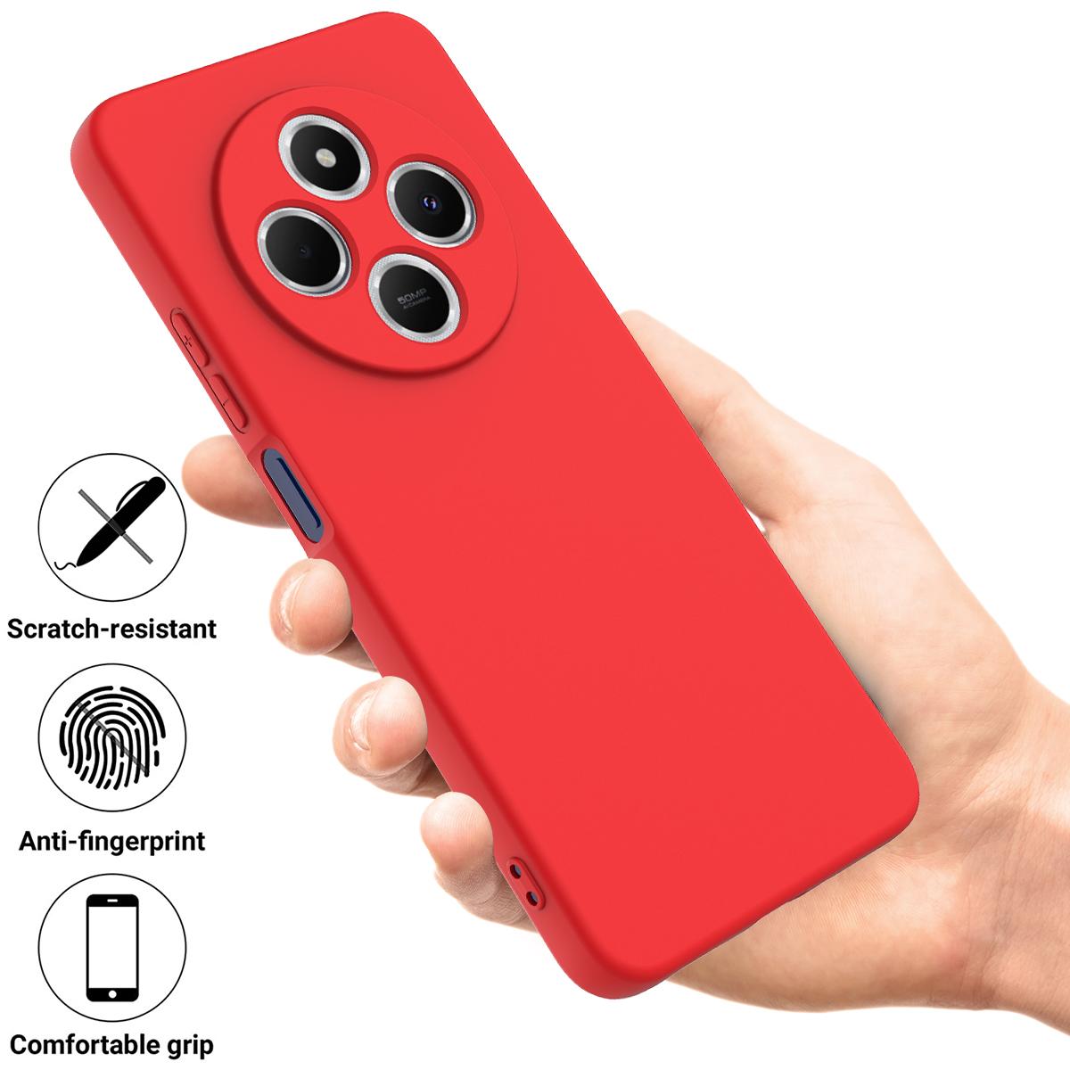For Redmi 17C 4G 171mm Solid Color Liquid Silicone Dropproof Full Coverage Phone Case - Red - EDA006707135A
