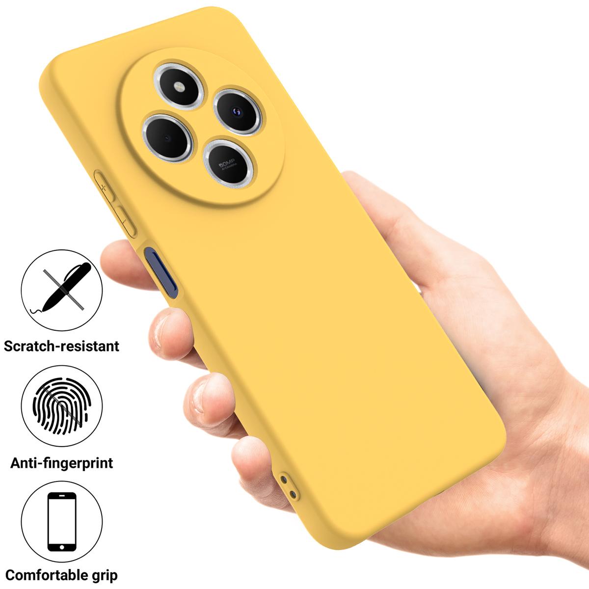 For Redmi 17C 4G 171mm Solid Color Liquid Silicone Dropproof Full Coverage Phone Case - Yellow - EDA006707135C