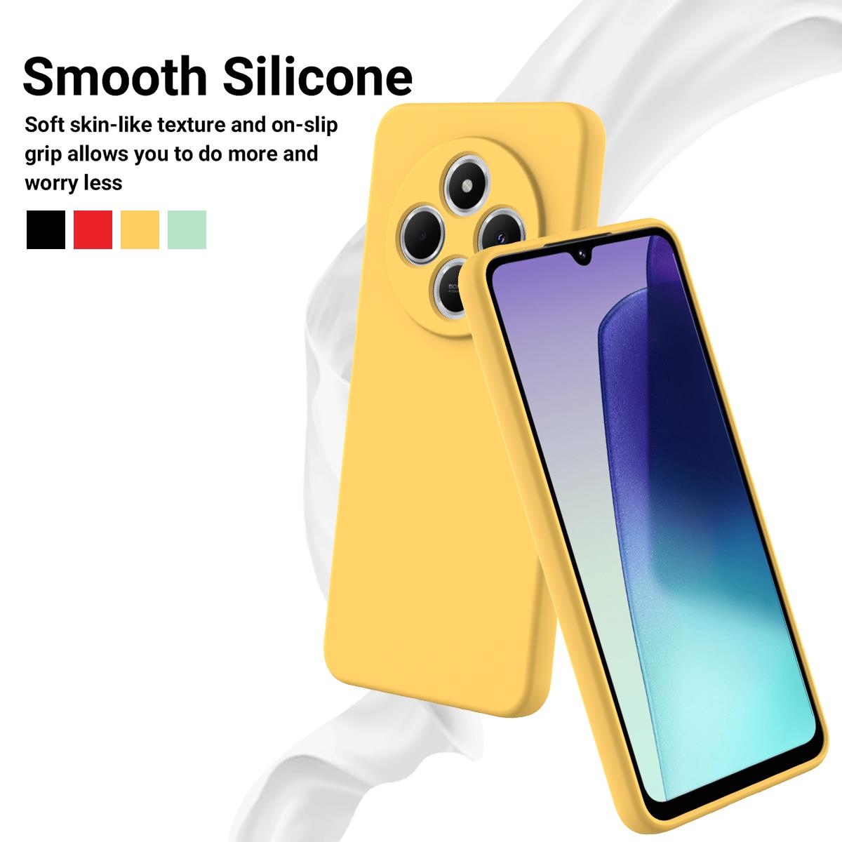 For Redmi 17C 4G 171mm Solid Color Liquid Silicone Dropproof Full Coverage Phone Case - Yellow - EDA006707135C