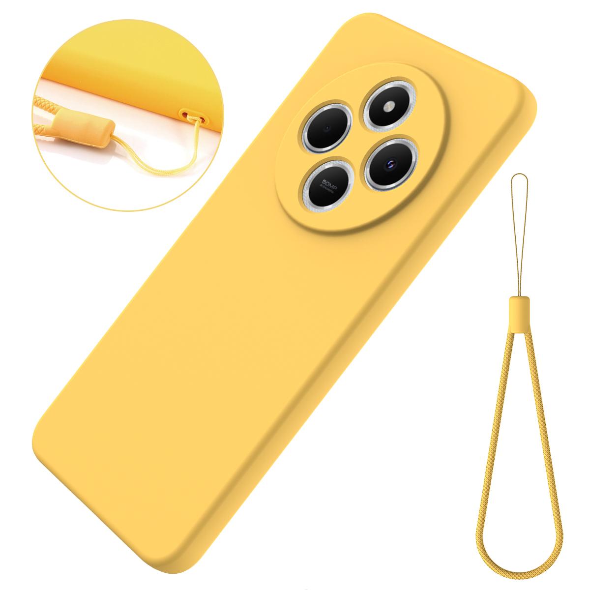For Redmi 17C 4G 171mm Solid Color Liquid Silicone Dropproof Full Coverage Phone Case - Yellow - EDA006707135C