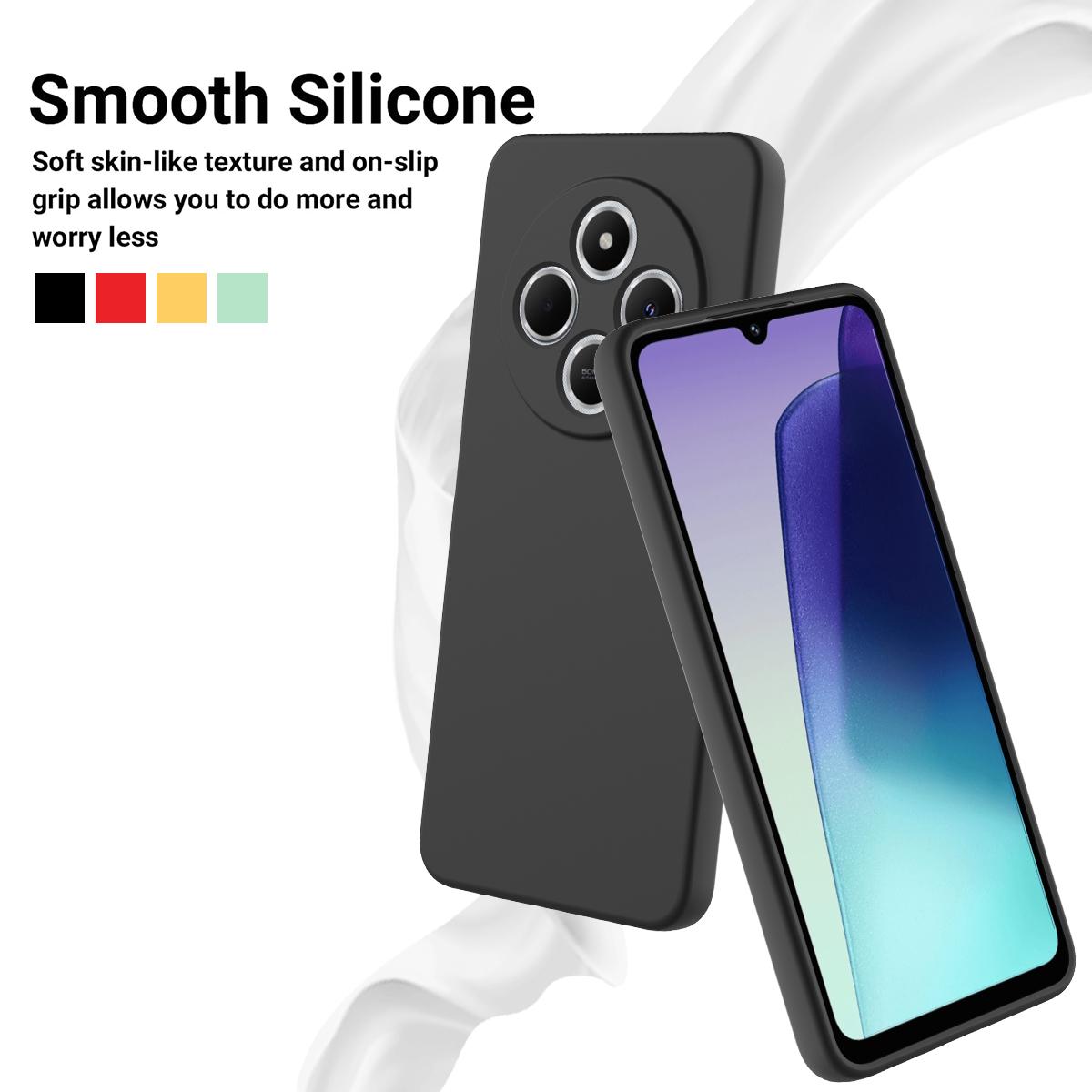 For Redmi 17C 4G 171mm Solid Color Liquid Silicone Dropproof Full Coverage Phone Case - Black - EDA006707135D