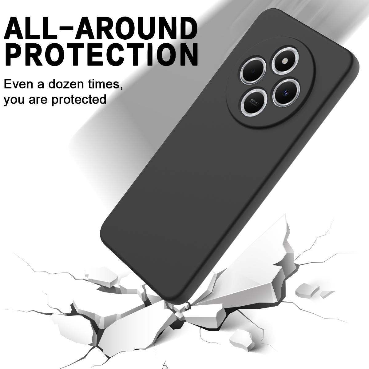 For Redmi 17C 4G 171mm Solid Color Liquid Silicone Dropproof Full Coverage Phone Case - Black - EDA006707135D