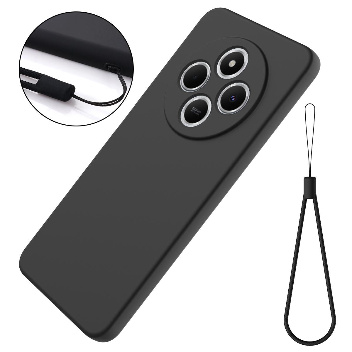 For Redmi 17C 4G 171mm Solid Color Liquid Silicone Dropproof Full Coverage Phone Case - Black - EDA006707135D