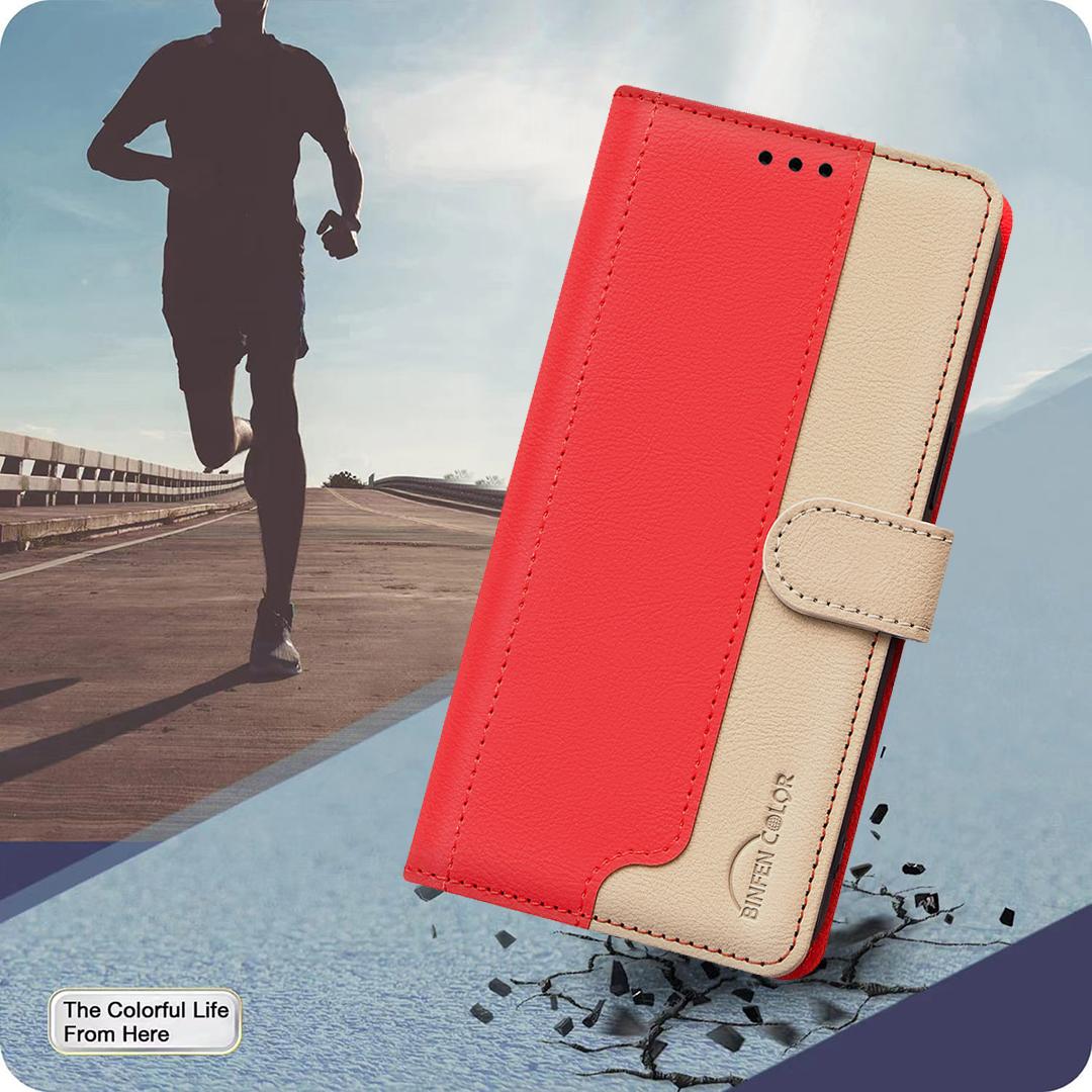 For Tecno Spark 50 5G Color Matching RFID Anti-theft Leather Phone Case - Red - EDA006707523D