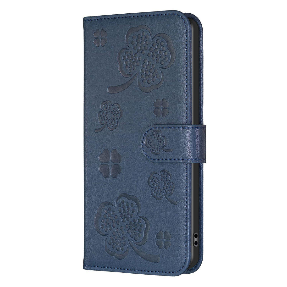 For Galaxy S26 FE 5G Four-leaf Embossed Leather Phone Case - Blue - EDA006707804B