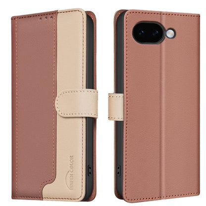 For Google Pixel 11a Color Matching RFID Anti-theft Leather Phone Case - Brown - EDA006708209B