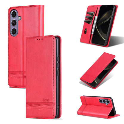 For Galaxy S26 FE 5G AZNS Magnetic Calf Texture Flip Leather Phone Case(Red)