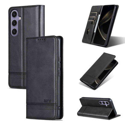 For Galaxy S26 FE 5G AZNS Magnetic Calf Texture Flip Leather Phone Case(Black)