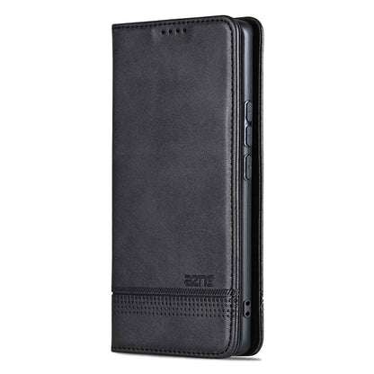 For Galaxy S26 FE 5G AZNS Magnetic Calf Texture Flip Leather Phone Case(Black)