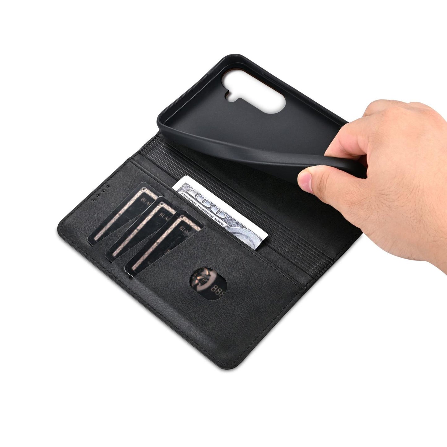 For Galaxy S26 FE 5G AZNS Magnetic Calf Texture Flip Leather Phone Case(Black)