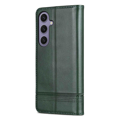 For Galaxy S26 FE 5G AZNS Magnetic Calf Texture Flip Leather Phone Case(Dark Green)