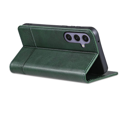 For Galaxy S26 FE 5G AZNS Magnetic Calf Texture Flip Leather Phone Case(Dark Green)
